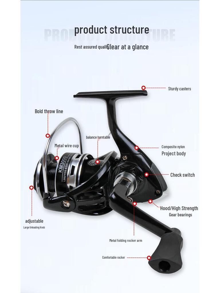 Universal Metal Spinning Fishing Reel with Long Cast and Lure Fishing Features