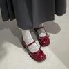 Rote Retro Premium Französische Dicke Ferse Leichter Mund Einzelne Schuhe Damen Sommer 2025 Neu mit Rock Vielseitige Mary Jane Schuhe