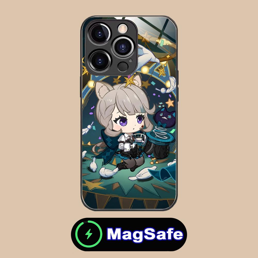 Game GI Lynette Glass MagSafe Mobile Phone Case for iPhone 17 16 15 14 13 12 11 Air Pro Max Plus Mini Colorful Cover