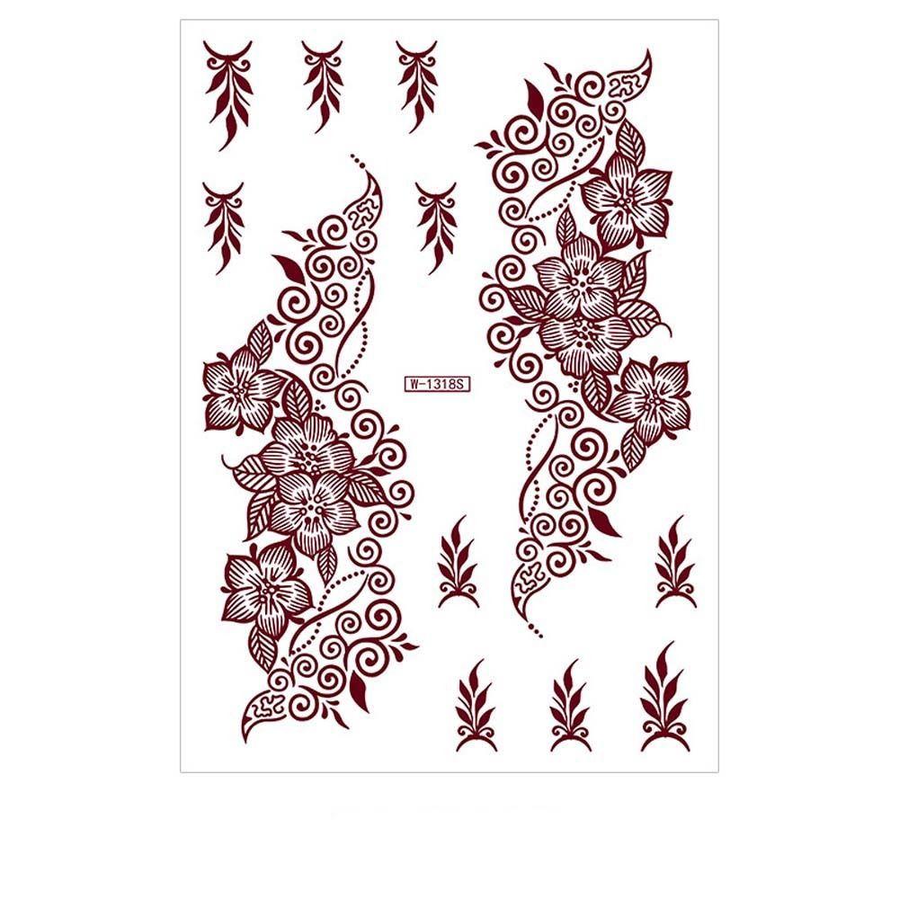 Red Mehndi Stickers Henna Tattoo Stickers Fake Tattoo for Women Red Henna Tattoo Decals  Girls