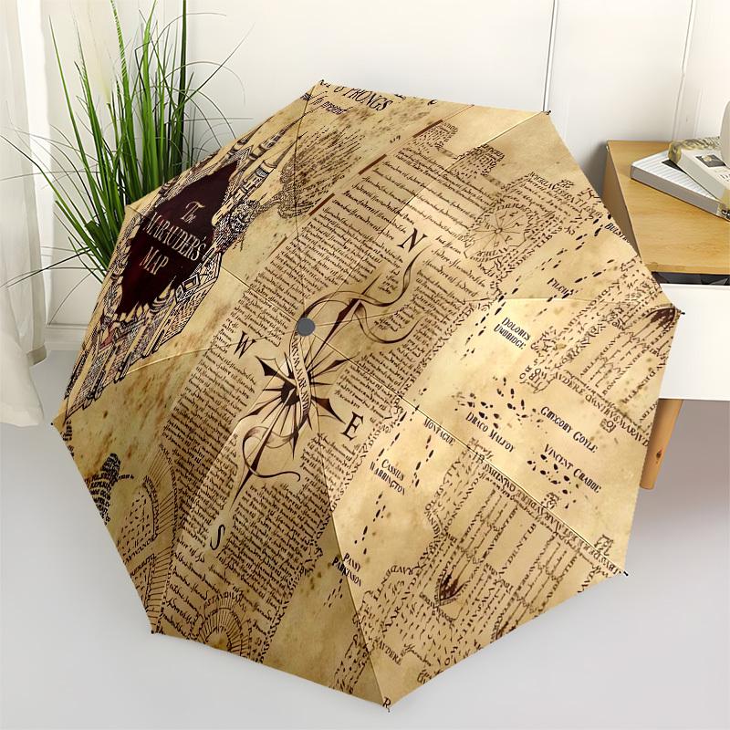 1pc Marauder s Map Hogwarts Umbrella with Plastic Handle,Cartoon Pattern,Suitable for All Seasons Multi-functional Umbrella500