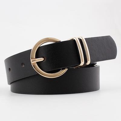 Women Belt Adjustable Length Imitation Leather Belt Jeans Dresses Shirts Sweaters Waistband Versatile Solid Color Waist Belt