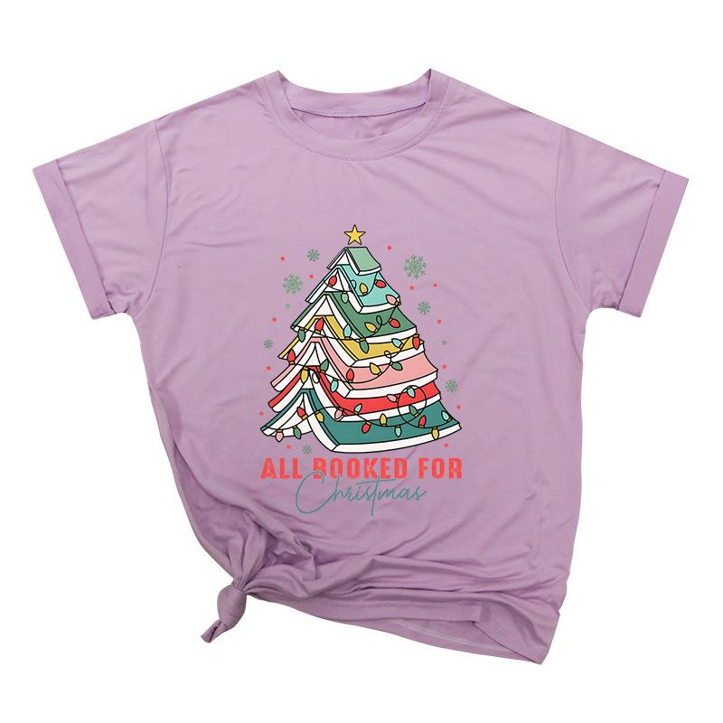 Weihnachtsschleife Kreativ Bedruckt Trendig Baumwoll-Top Lässige Sportbekleidung Locker Damen-T-Shirts Damen