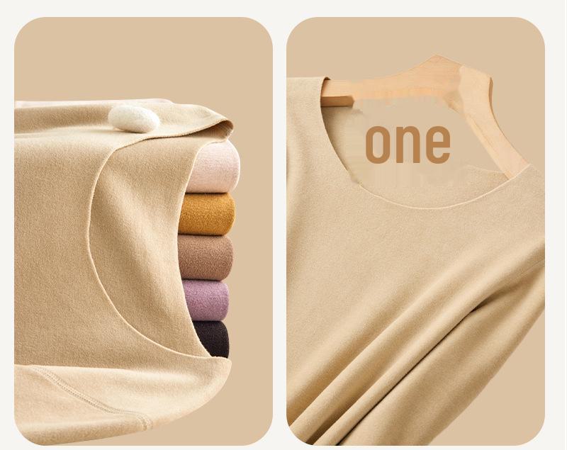 Women's Round Neck Velvet Bottoming Shirt - Winter Plush Seamless Innerwear, Thickened for Warmth
