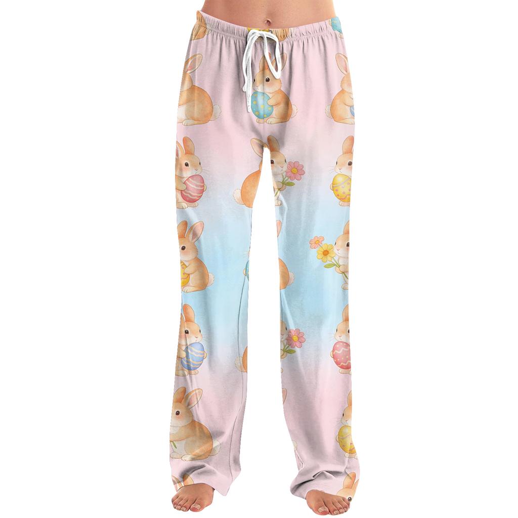 Modische lockere Freizeit-Hose für Damen mit Easter-Cartoon-Print