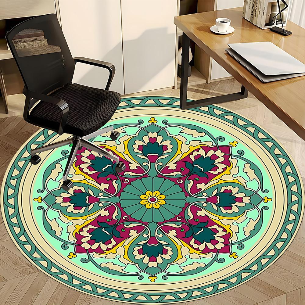 1PC Mandala Pattern Chair Carpet for Office, Indoor Non-Slip Washable Carpet, Soft Comfortable Mat For Office Room yy250930232