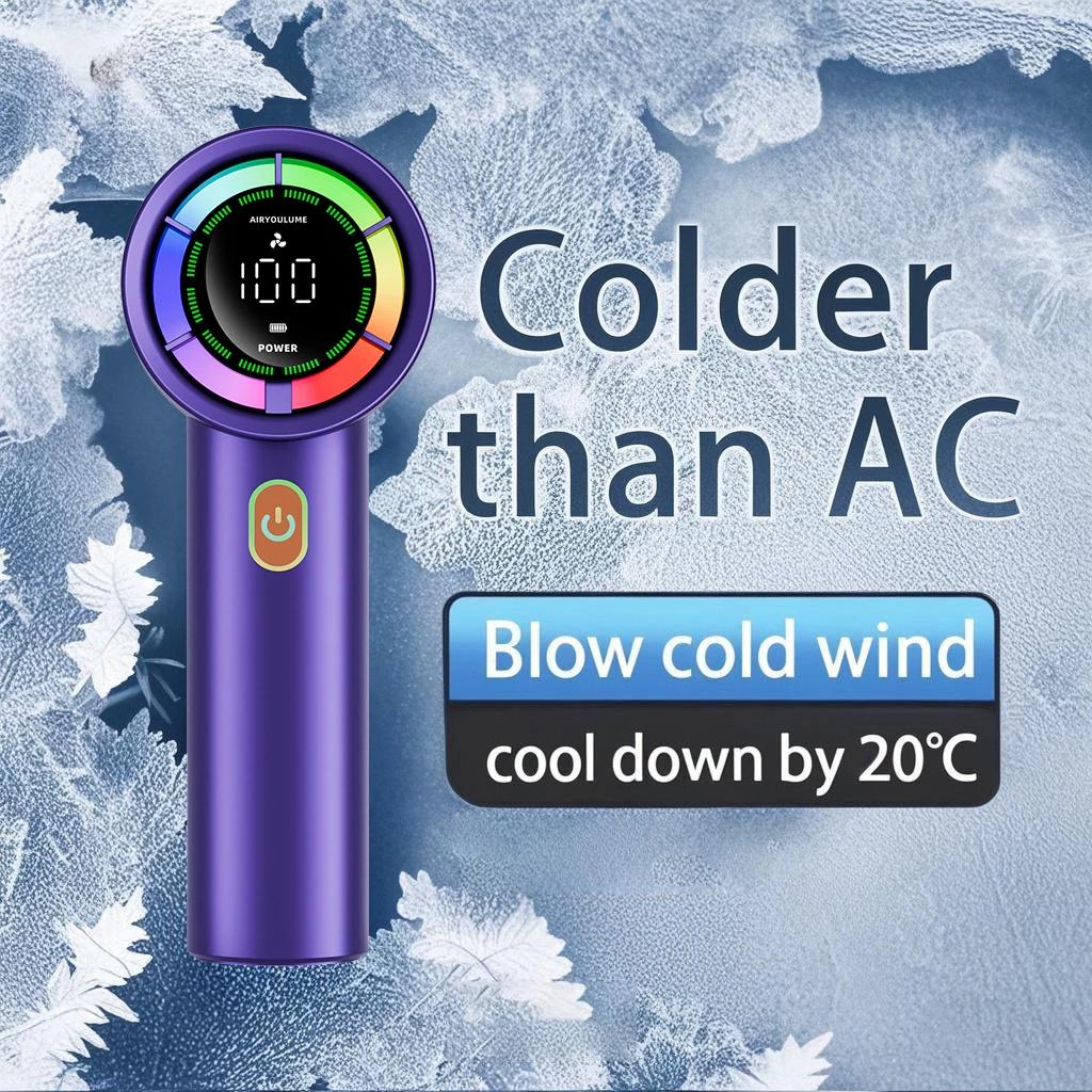 

Handheld Fan 3000mAh Battery Personal Digital Display USB Rechargeable for Travel Outdoor School Gift фіолетовий