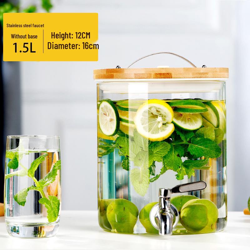 Large Capacity Glass Beverage Dispenser with Faucet for Cold Drinks and Fruit Tea
