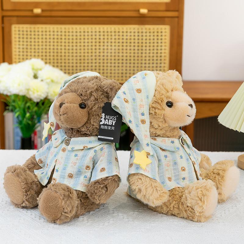 Pajamas Mia Bear Plush Toy Qixi Festival Girlfriend Gift Good Night Teddy Bear Throw Pillow Bedroom Ornament