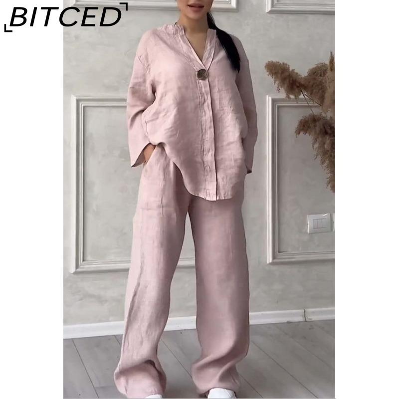 BITCED Женские повседневные брюки из хлопка и льна, однотонные, весна/лето XXXXXL пастельные розовый