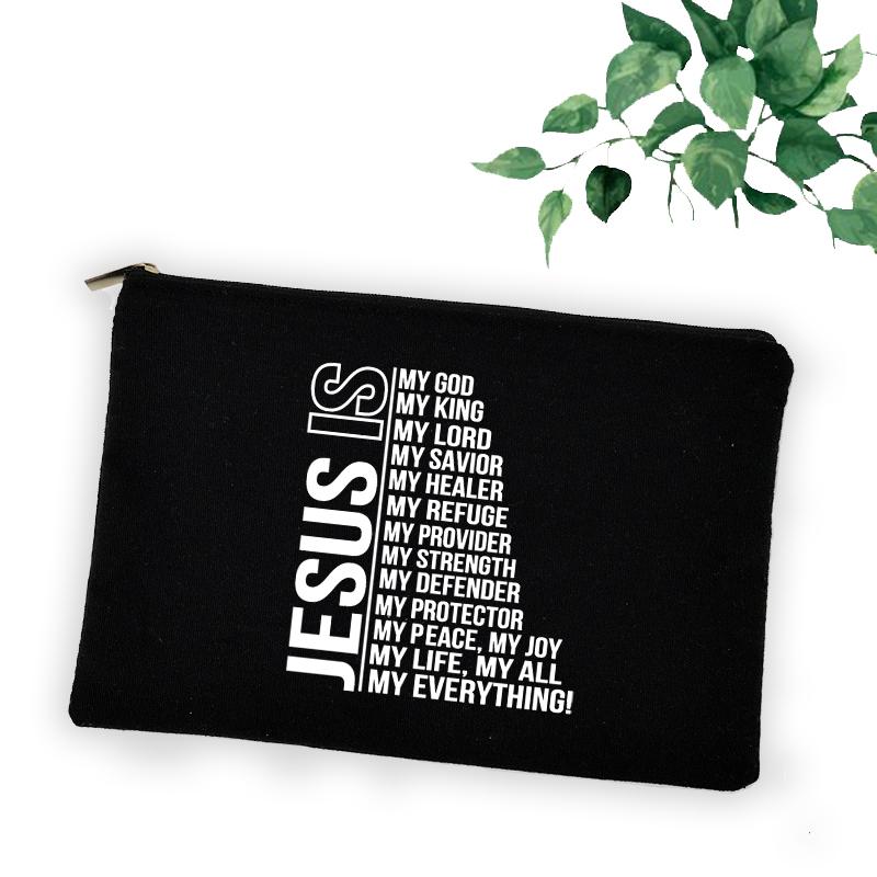 Cross Jesus Faith Christian Cosmetic Bag Girl Lipstick Bags Women Make Up Organizer Pouch Toiletry Case Pencil Bag Easter Gifts