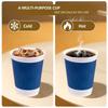 Disposable Paper Cups With Lids 12 Oz, Insulated Takeaway Cups, Corrugated Double Wall, Blue 50 Count