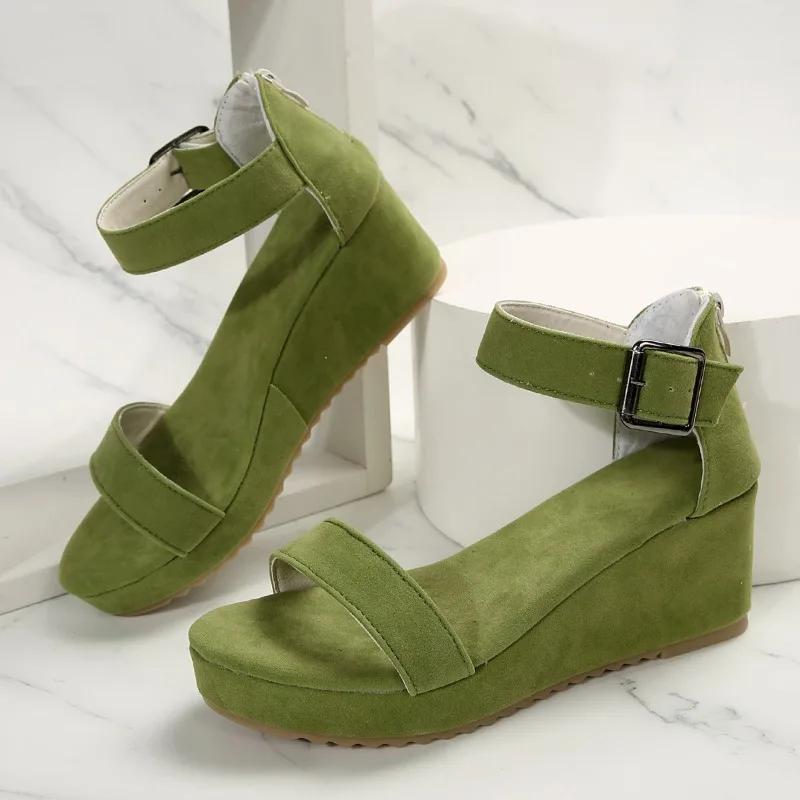 Fashion Wedges Platform Sandals Women 2025 Summer Buckle Strap Thick Heel Sandalias Woman Non Slip Open Toe Casual Shoes Large Size 43