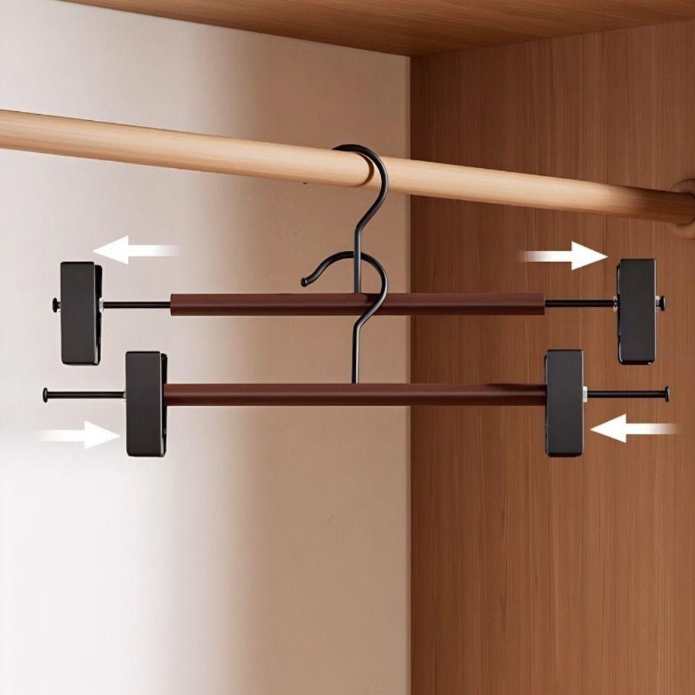 6 Pieces Anti-slip Trouser Hangers Adjustable Clothes Drying Rack Pants Clips  Hotel