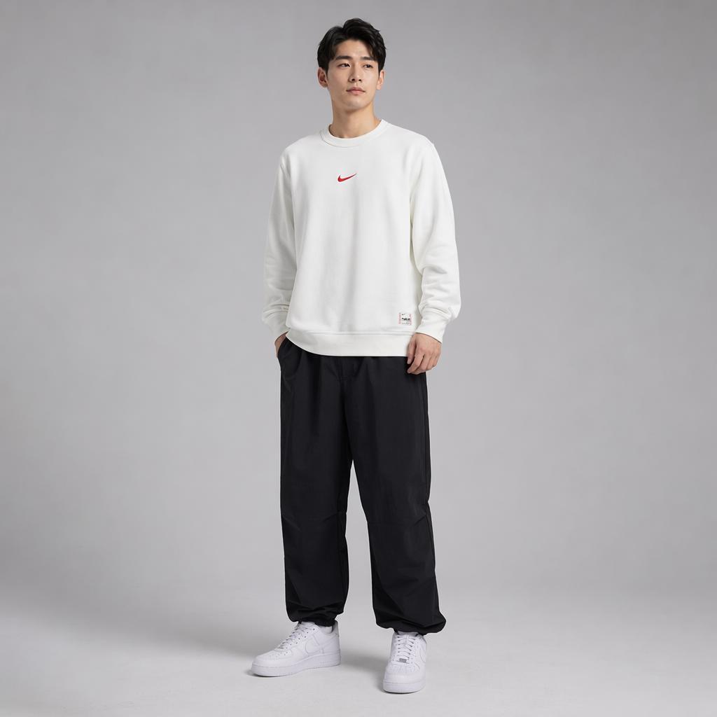 Nike Fleecegefüttertes Warmes Sportliches Lässiges Langarm-Sweatshirt Herren Sweatshirt Weiß IB5567-133