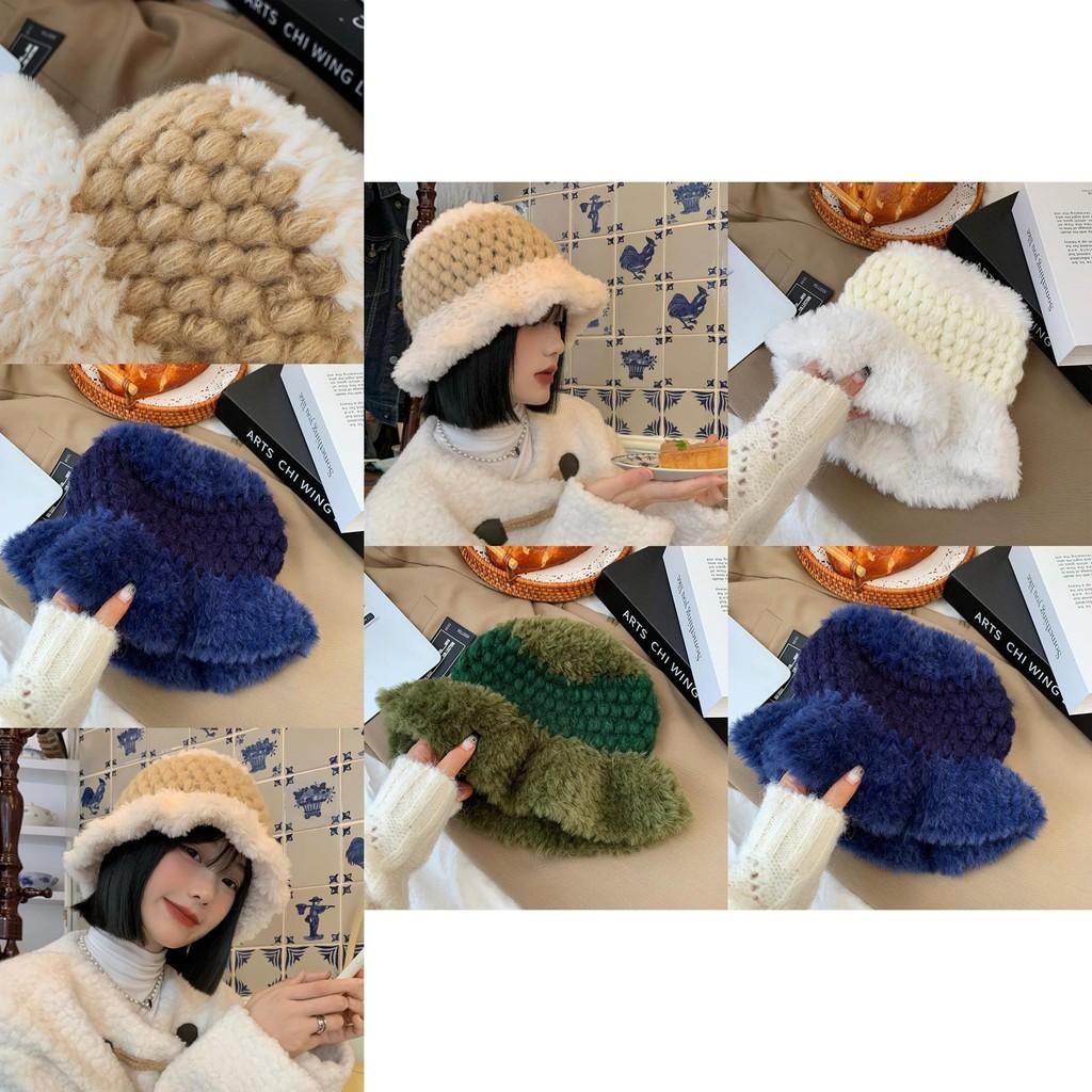 Cozy Plush Knit Women's Winter Bucket Hat Fashionably Warm Large Brim Hat