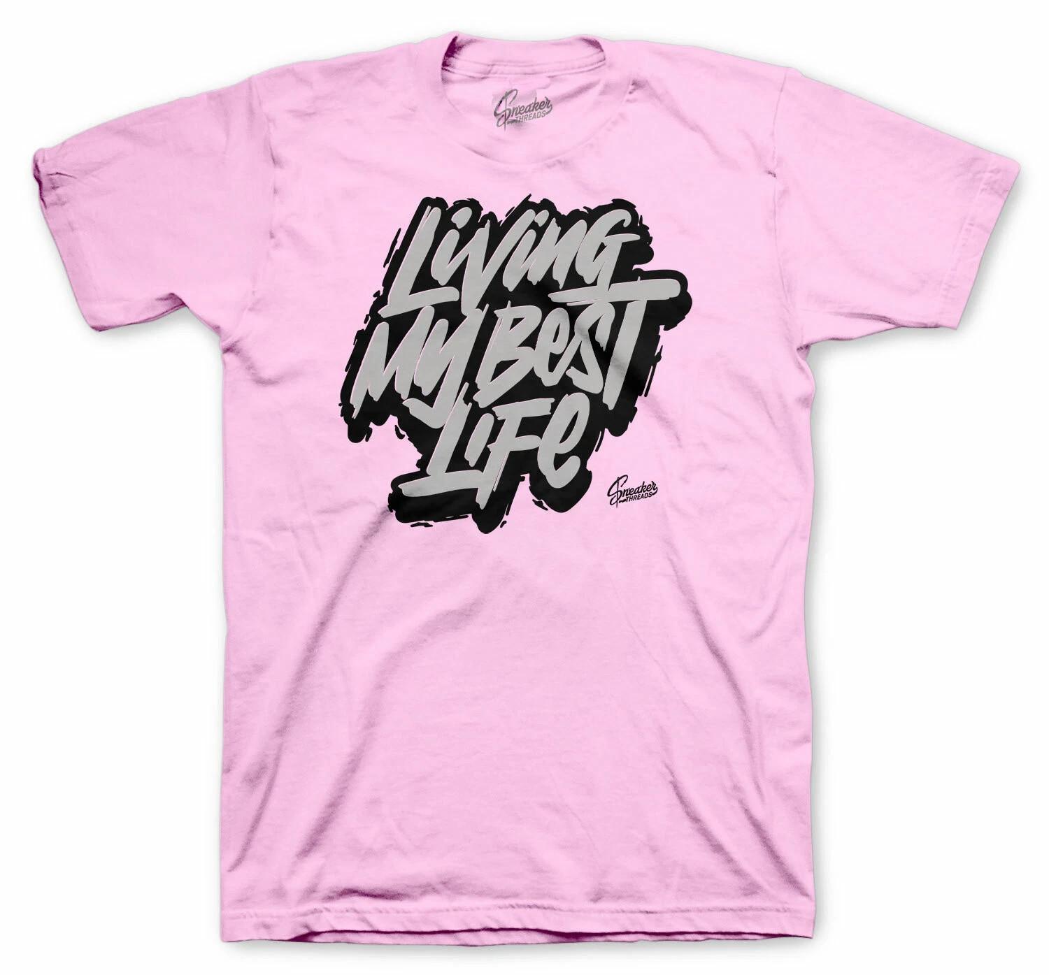 Men s Pink T-Shirt Living My Best Life Bold Graffiti Design M