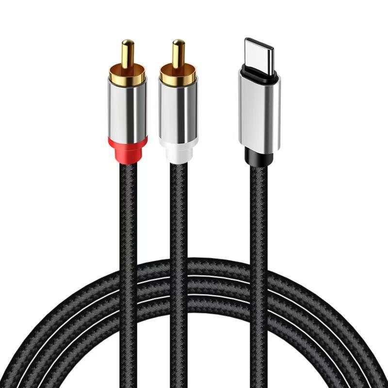 USB-C to RCA Splitter: 3.5mm Audio Cable for Phone, Computer, and Speaker