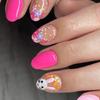Press On Nail Short French Tip Nail Almond Nail Tips Fake Nail False Nail with Easter Design Full Cover Acrylic Nail