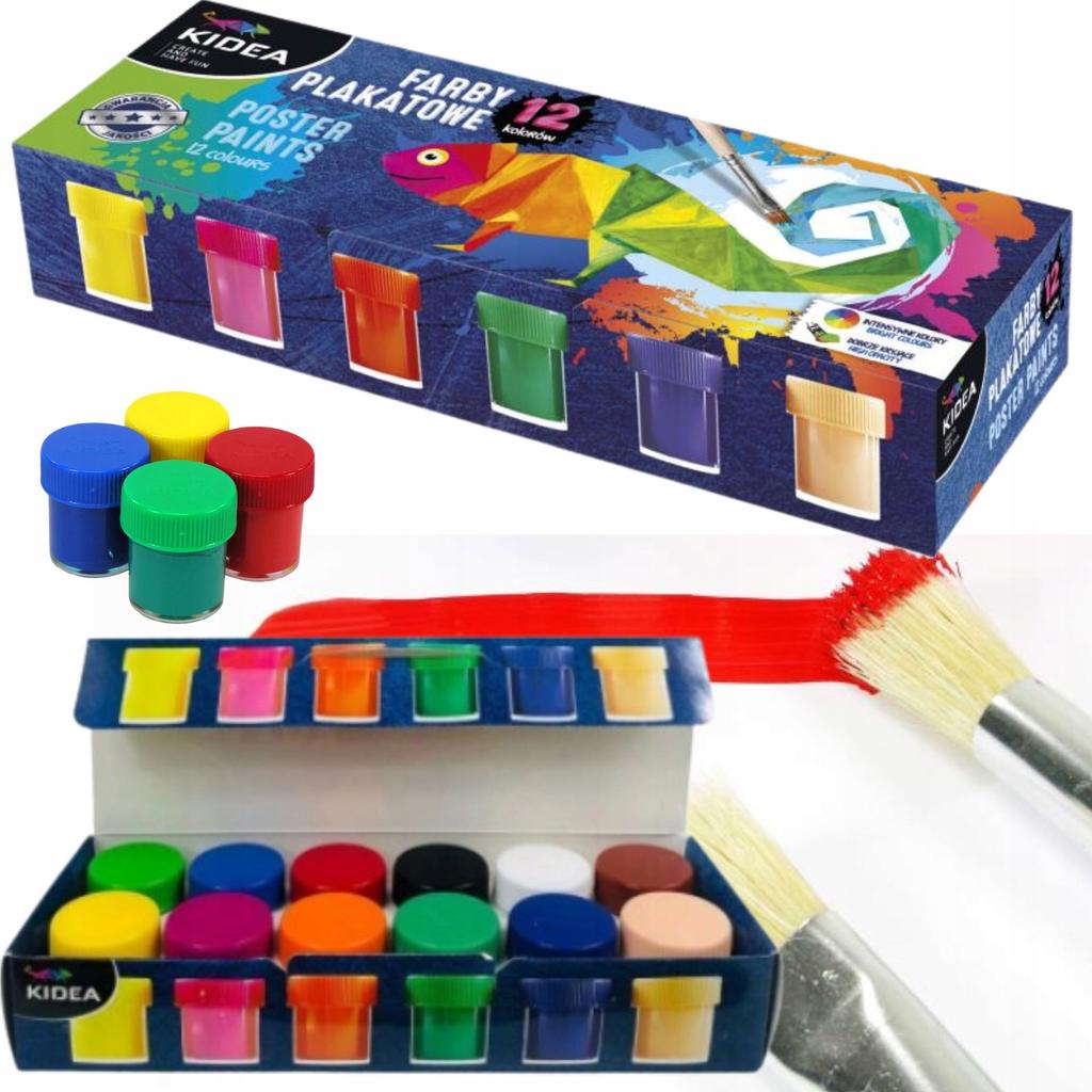 FARBY PLAKATOWE 12 KOL 20ML KIDEA 4085