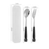 Cute Cartoon Travel Tableware with Case Portable Utensils Cutlery Set Reusable Flatware Silverware Include Fork Spoon with Case