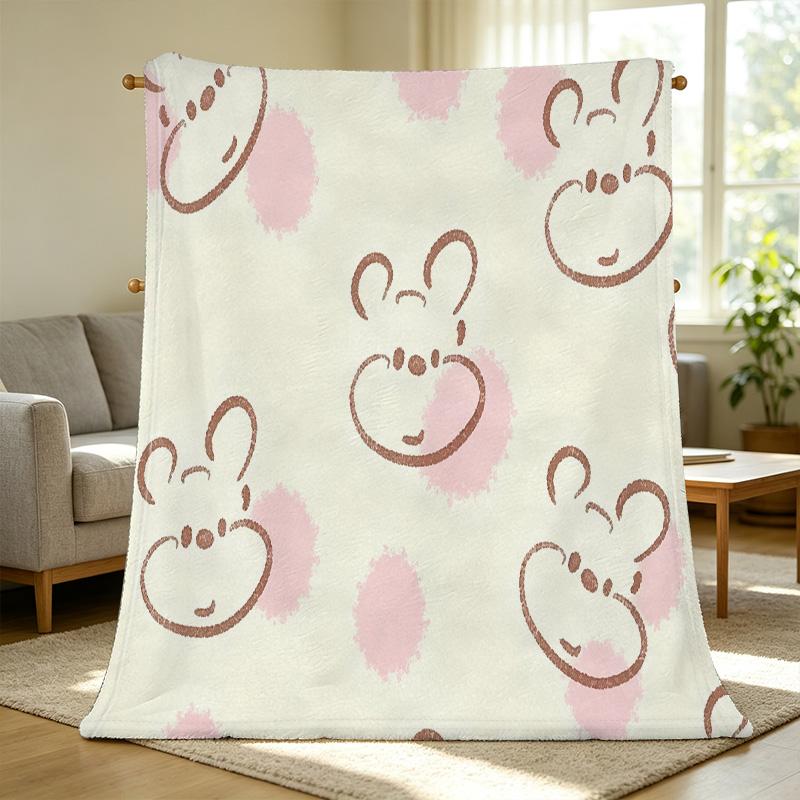 Cute Dog High-Density Flannel Fleece Blanket Soft, Skin-Friendly & Warm Cozy Throw for Home, Couch Napping, Christmas, Halloween