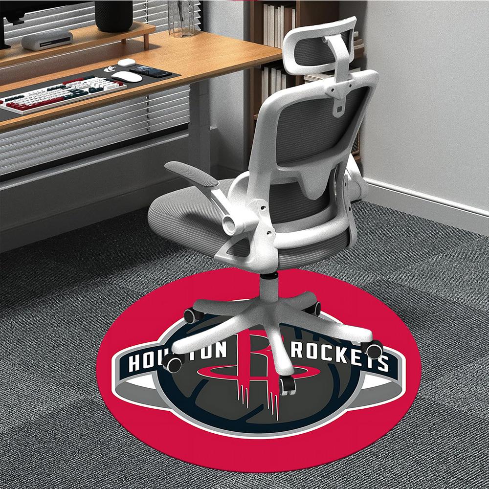

1pc Houston Rockets Office Round Area Rug, Indoor Mat Suitable For Office, Under Office Chairs Bedroom Living Room Home Decor, Room Deco208 80cm by 80cm
