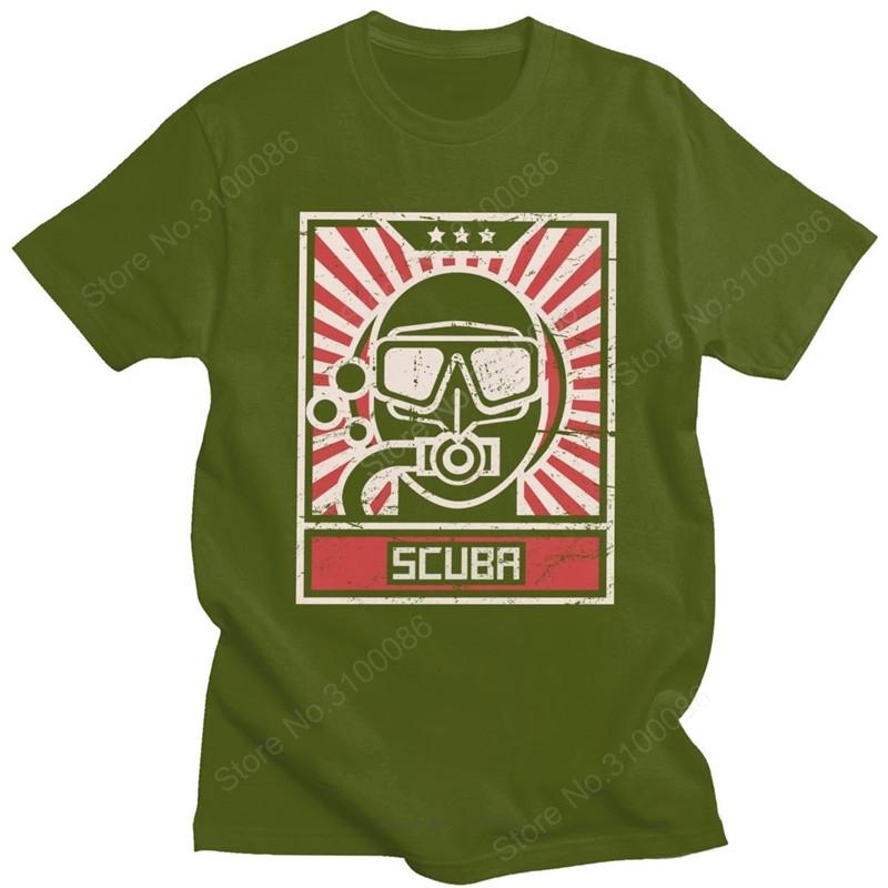 Unique Male Scuba Diver T Shirt Short Sleeve Crewneck Cotton Tshirt Summer Exploring the Ocean Diving Dive Lover Tees Apparel