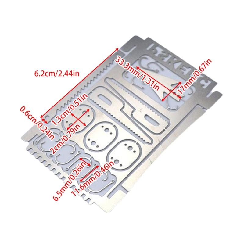 Stainless Steels Fishing Hook Card Outdoor Survivals Multitool Card Survivals Gear Card for Huntings Fishing Hikings