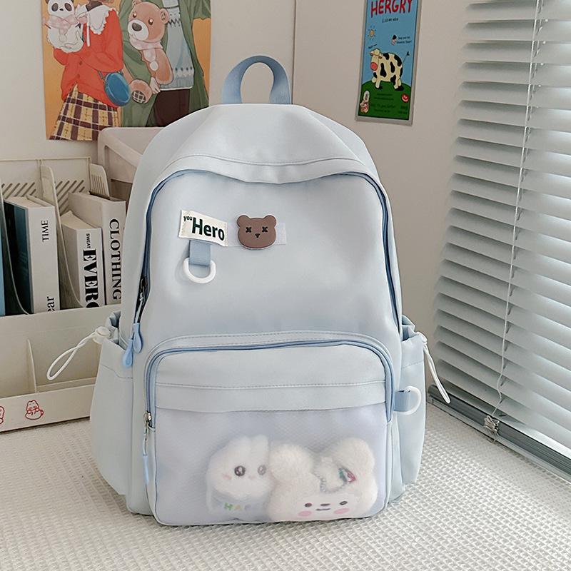 

Lightweight, Large Capacity Cross-Border Backpack for Students - Ideal for Junior High, High School, and College. Without Pendant синий