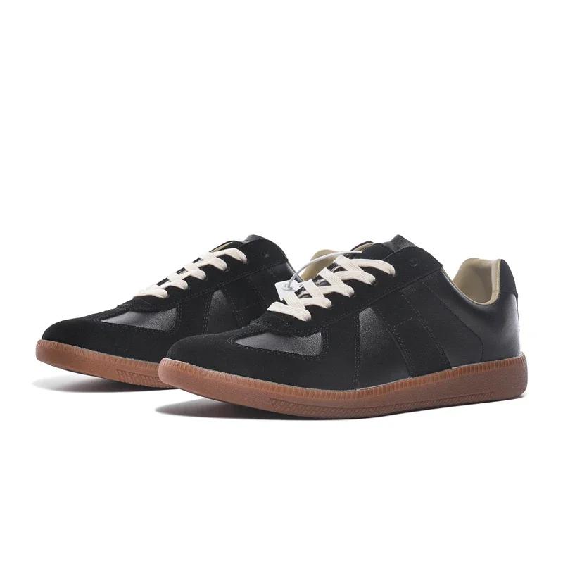 Fashion Classic Retro German Training Shoes Women's Little White Shoes Spring and Autumn New Versatile Lace up Genuine Leather Flat Bo