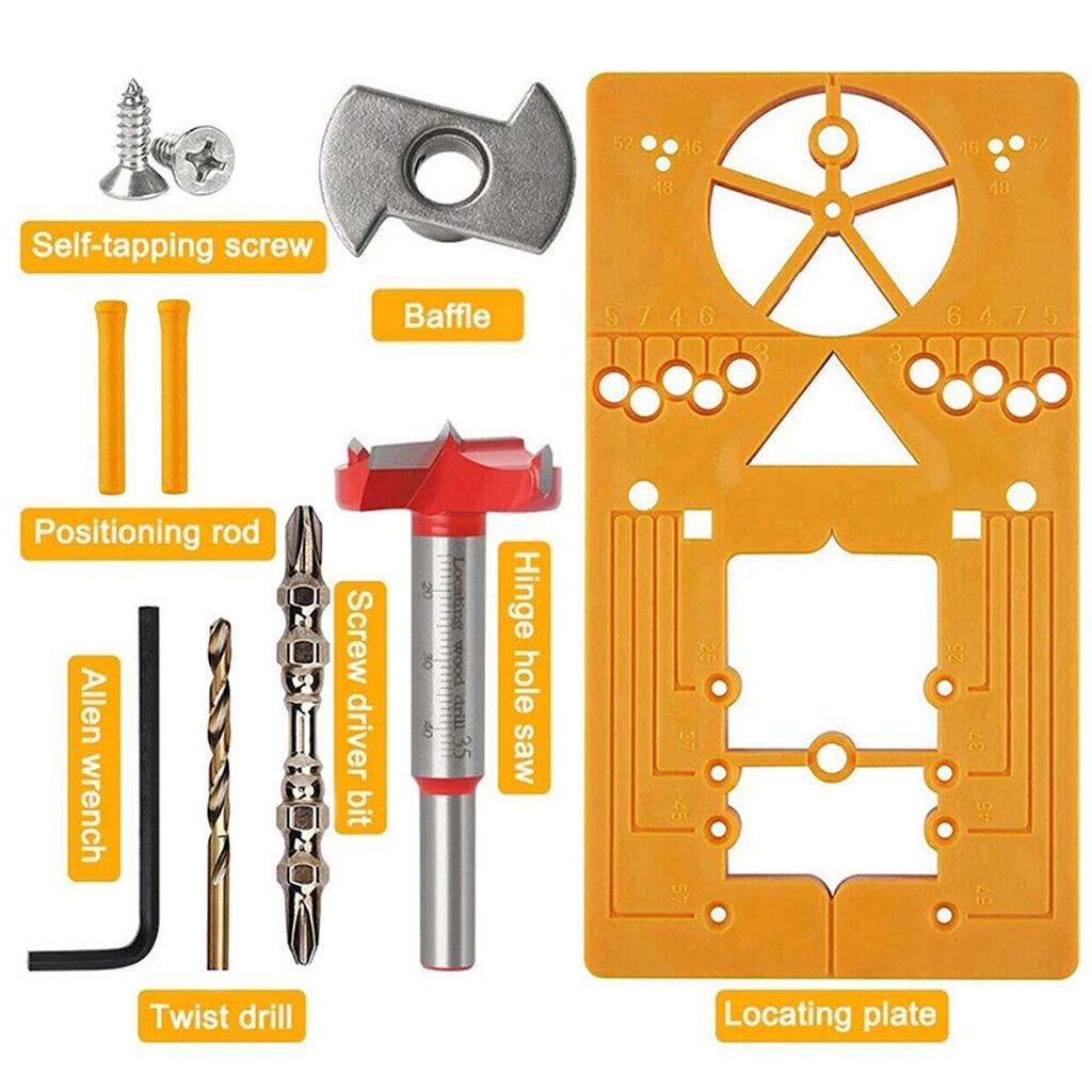 Scharnierbohrer, Hochpräziser tragbarer Scharnierbohrlokalisator, Holzbearbeitungs-Stanzwerkzeug mit 35-mm-Lochbohrer für die Montage von Schranktürscharnieren
