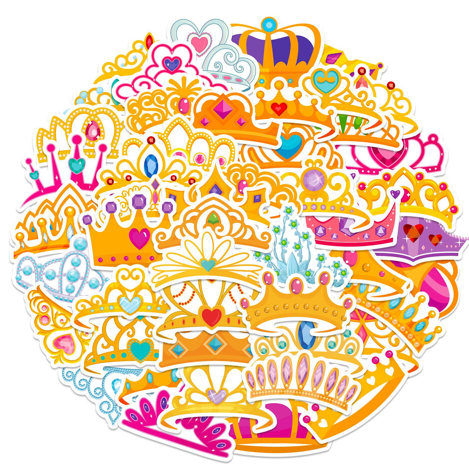 

50 New Stickers for Children s Cute Cartoon Princess Love Crown Creative Shape Dream Crown Graffiti