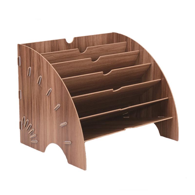 Multi-Layer Wooden Desktop Organizer for Office Supplies and A4 Documents