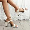 Women's High Heel Shoes 2026 Spring New Slippers Fashion Versatile Solid Color Medium Heel Thick Heel Square Toe Sandals Women