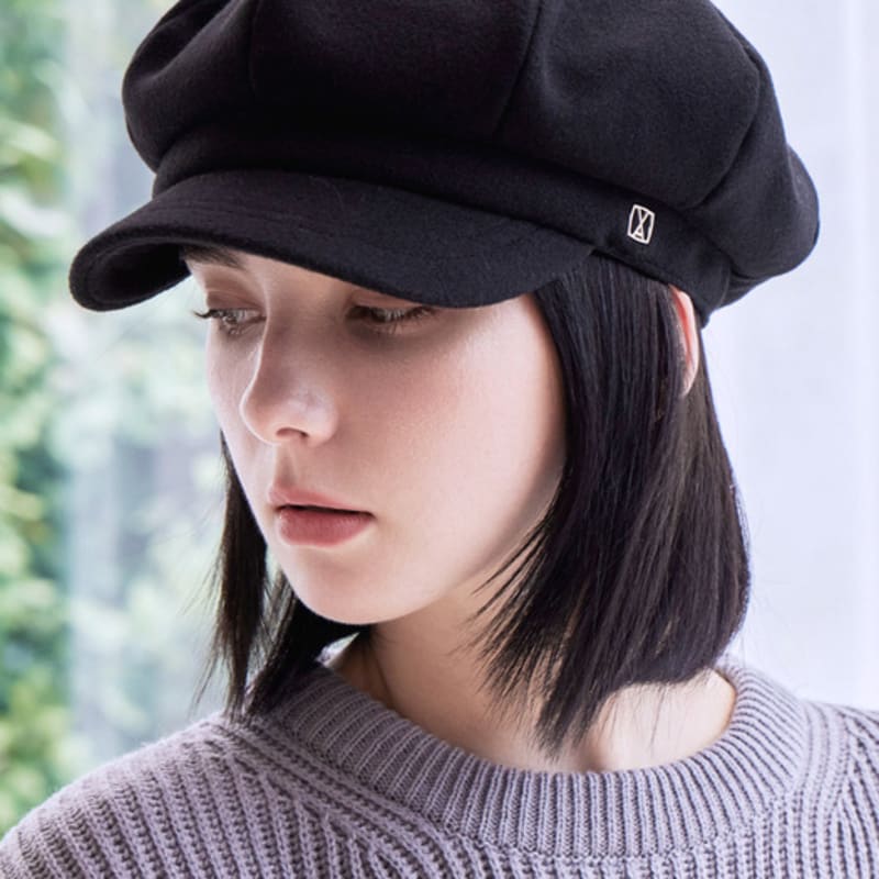 

VARZAR VA Square Studded Wool Newsboy Cap Black FREE