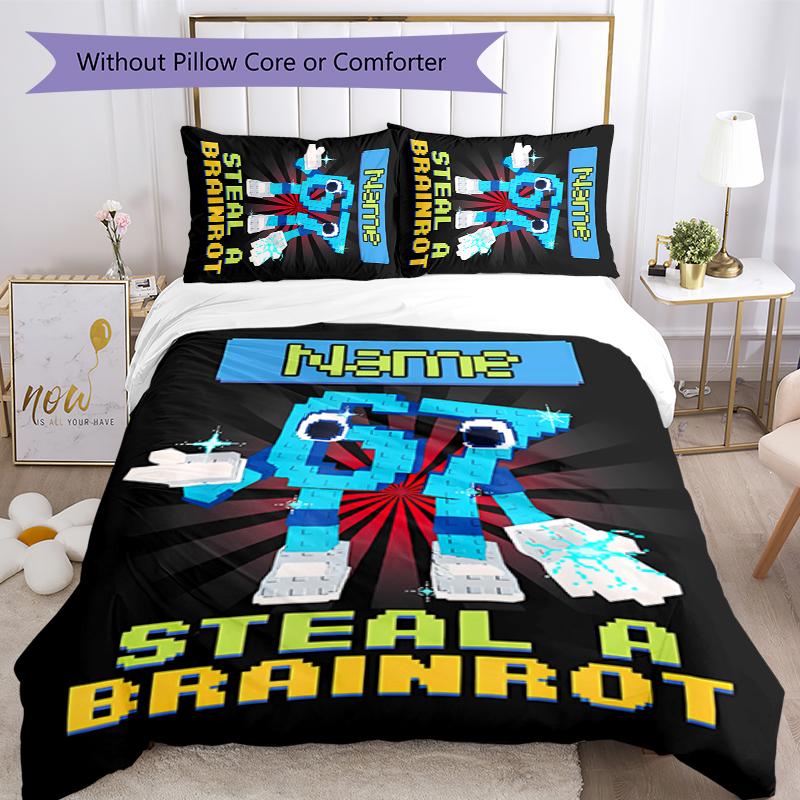 3pcs Custom Name Six Seven Bedding Set Duvet Cover Closure Includes 1 Duvet Cover & 2 Pillowcases for All Seasons Bedroom Decor
