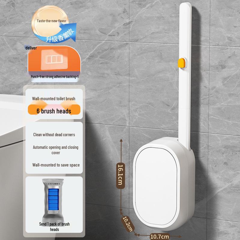 Wandmontiertes Toilettenbürsten-Set mit Einweg-Ersatzköpfen