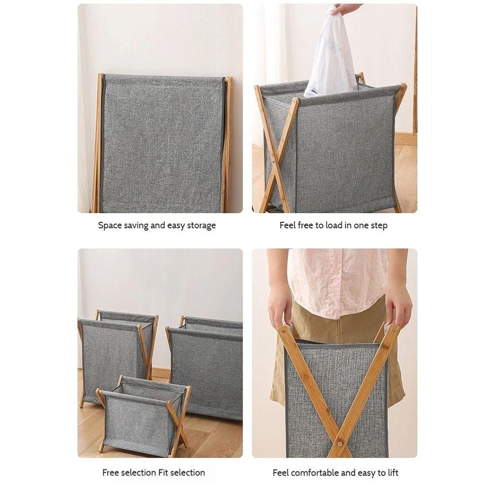 Bamboo Bracket Japanese Clothes Hamper Foldable Collapsible Clothes Bins Toys