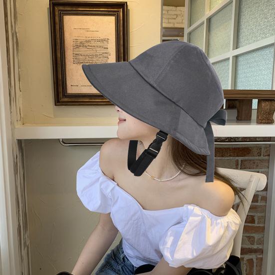 Women's Knot with Sun Hat UV Bow Ponytail Hole Summer Beach