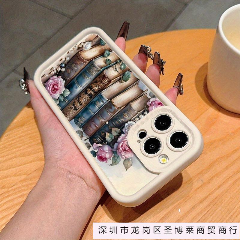 Creative Flowers and Plants Books iPhone15 Mobile Phone Case Apple 14promax Soft Silicone 13 All-inclusive 16 Anti-drop 7/8P