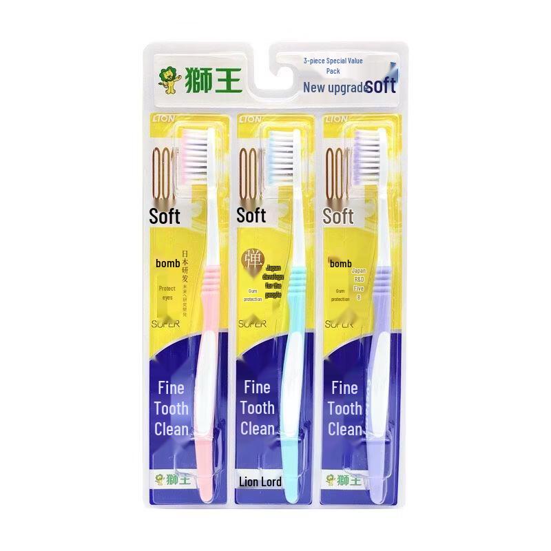 Lion Fine Tooth Clean 0.01 Soft Bristle Gum Care Toothbrushes - 12 Pack