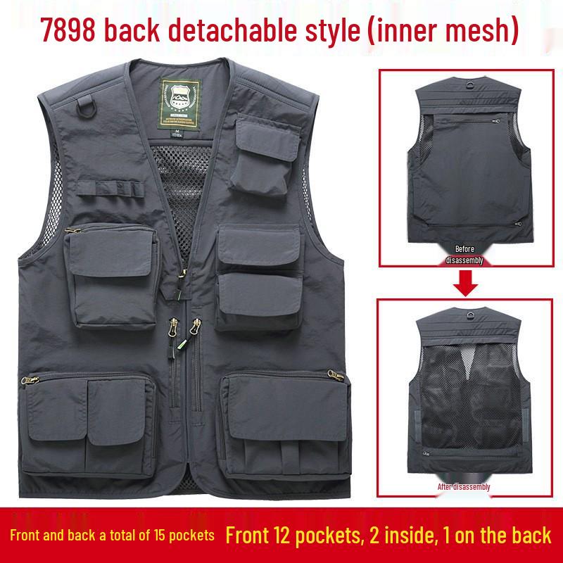 Men's Quick-Dry Mesh Multi-Pocket Plus Size Fishing Photography Vest