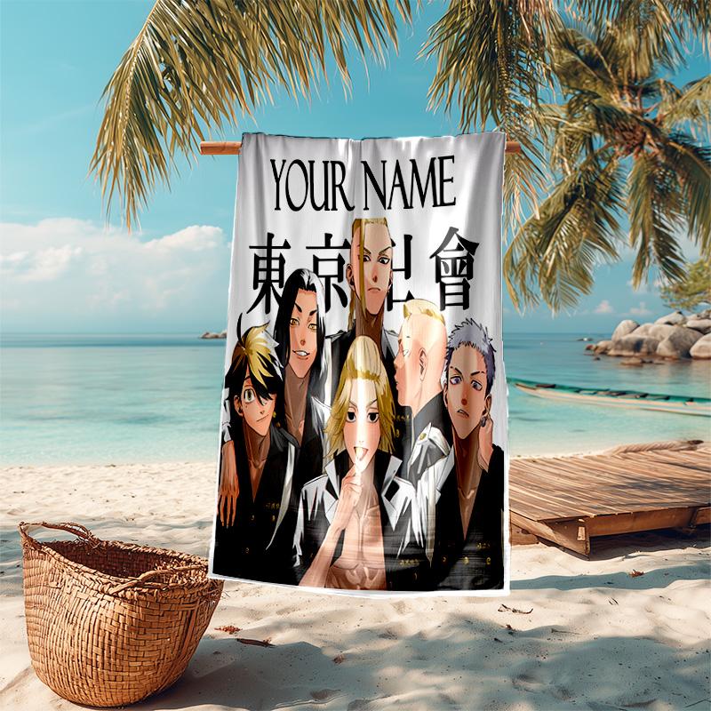Personalized Customized Proof Beach Towel with Tokyo Revengers Pattern - Soft, Absorbent,quick-drying,perfect Swimming,camping&bathing