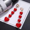 Korean Style Long Tassel Earrings Red Lovely Heart Drop Earrings Women Valentine's Day Festival Birthday New Year Gift