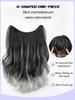 One Piece U-Shaped Hair Extensions Piece Long Wavy Curly Hairstyle Synthetic Highlight Gray Hairpieces Heat Resistant
