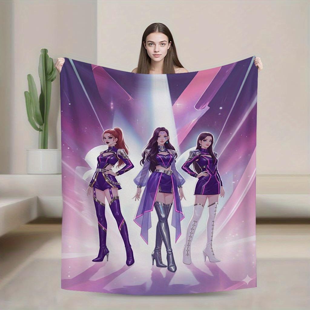 

Purple Warrior Girls Blanket Anime Fantasy Art Soft Fleece Throw Gaming Fan Gift Home Decor Cosplay Theme 75x100cm