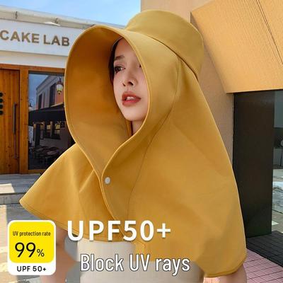 Women's Sun Hat with Large Brim, Neck Protection, UV Face Covering, and Ponytail Opening