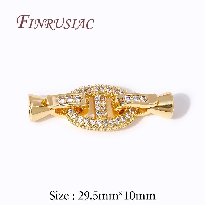 18K Gold Plated Connectors For Jewelry,Brass Zircon Clasps For Bracelets Accessories,DIY Jewelry Making Supplies,Pearl Clasp