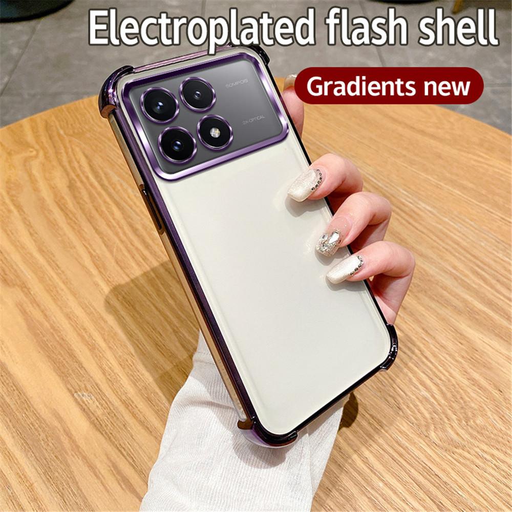 Plating Shockproof Clear Phone Case For Xiaomi Mi Poco M6 Pro 4G X5 X3 X6 Pro X3 NFC C65 13T 12T Pro Soft Silicone Glitter Cover
